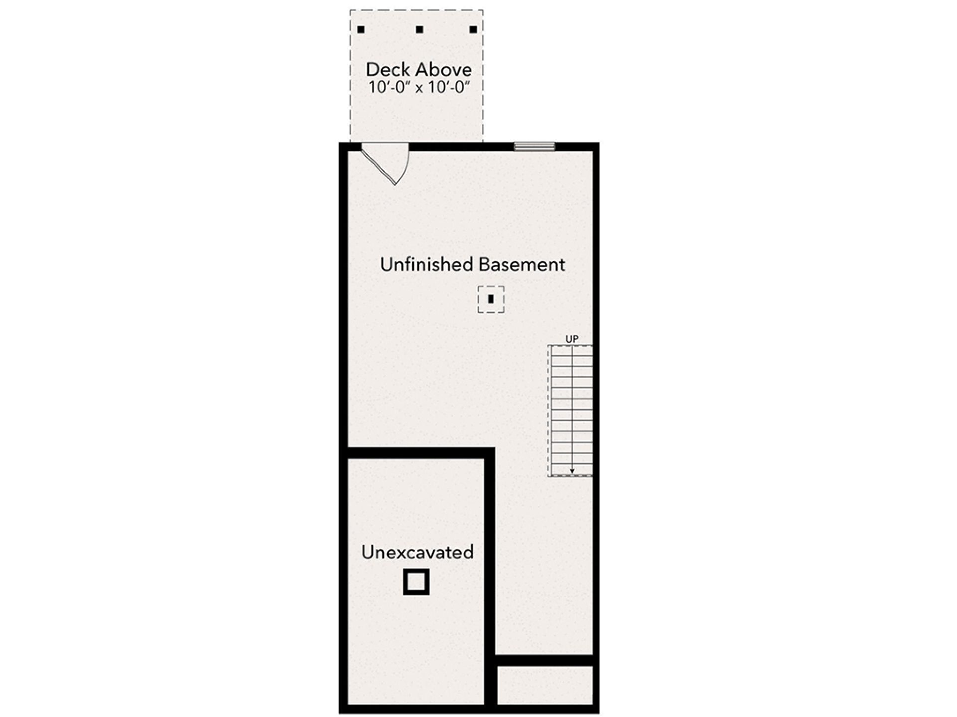 Floorplan Layout - Unfinished basement with walkout door.