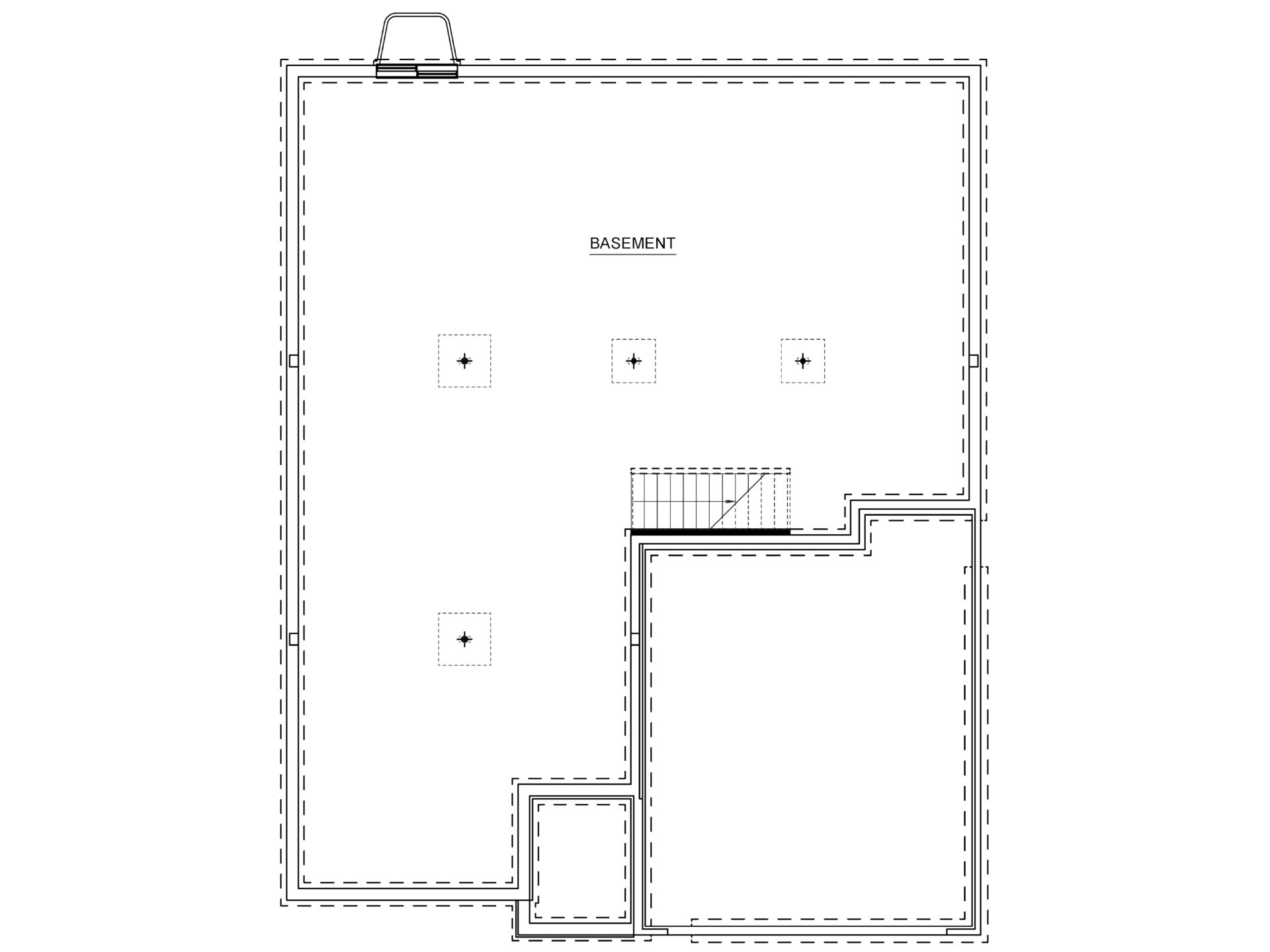Floorplan Drawing - Unfinished basement with egress window well