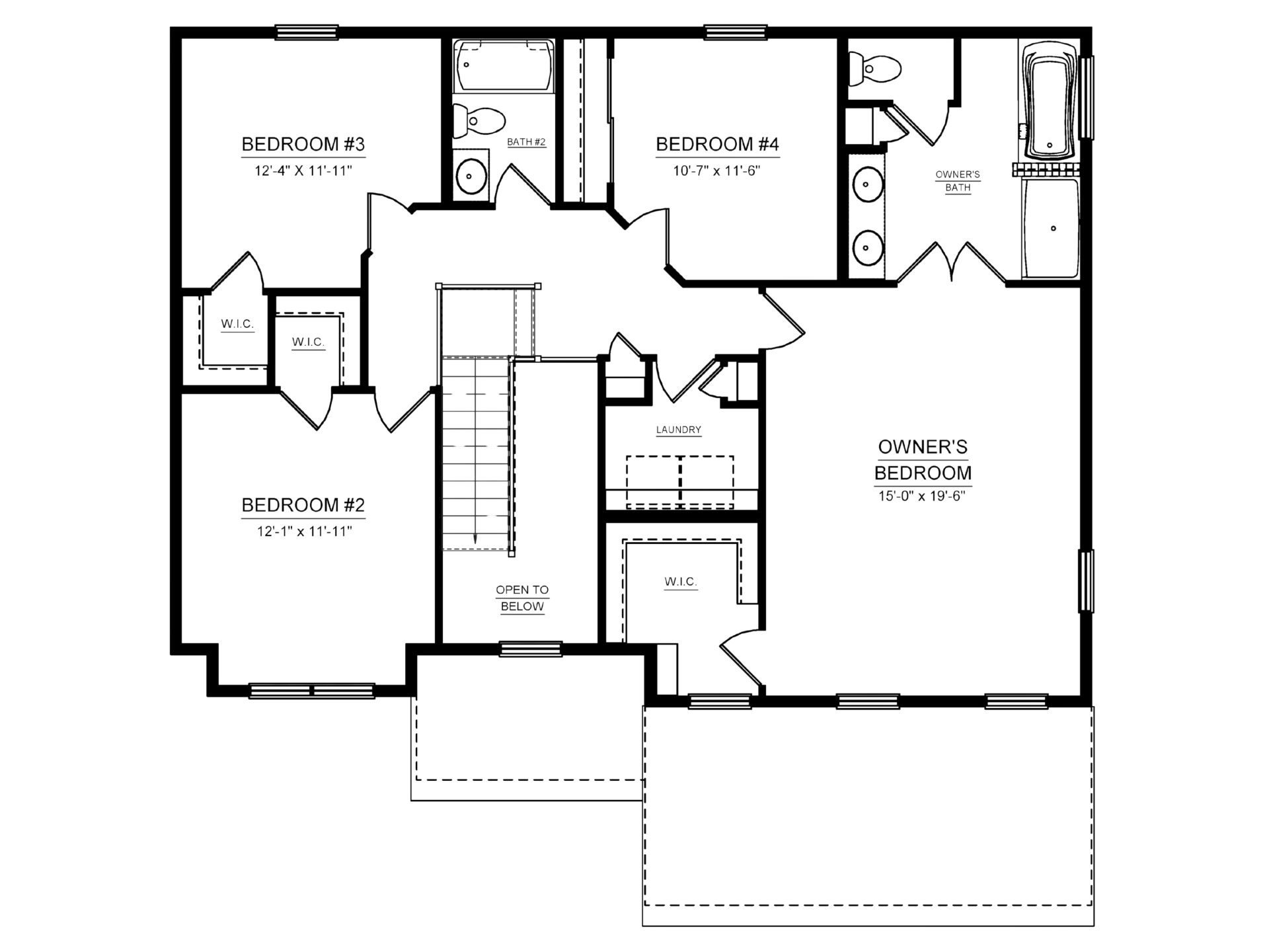 Floorplan layout showing 4 bedrooms, 2 bathrooms and laundry area