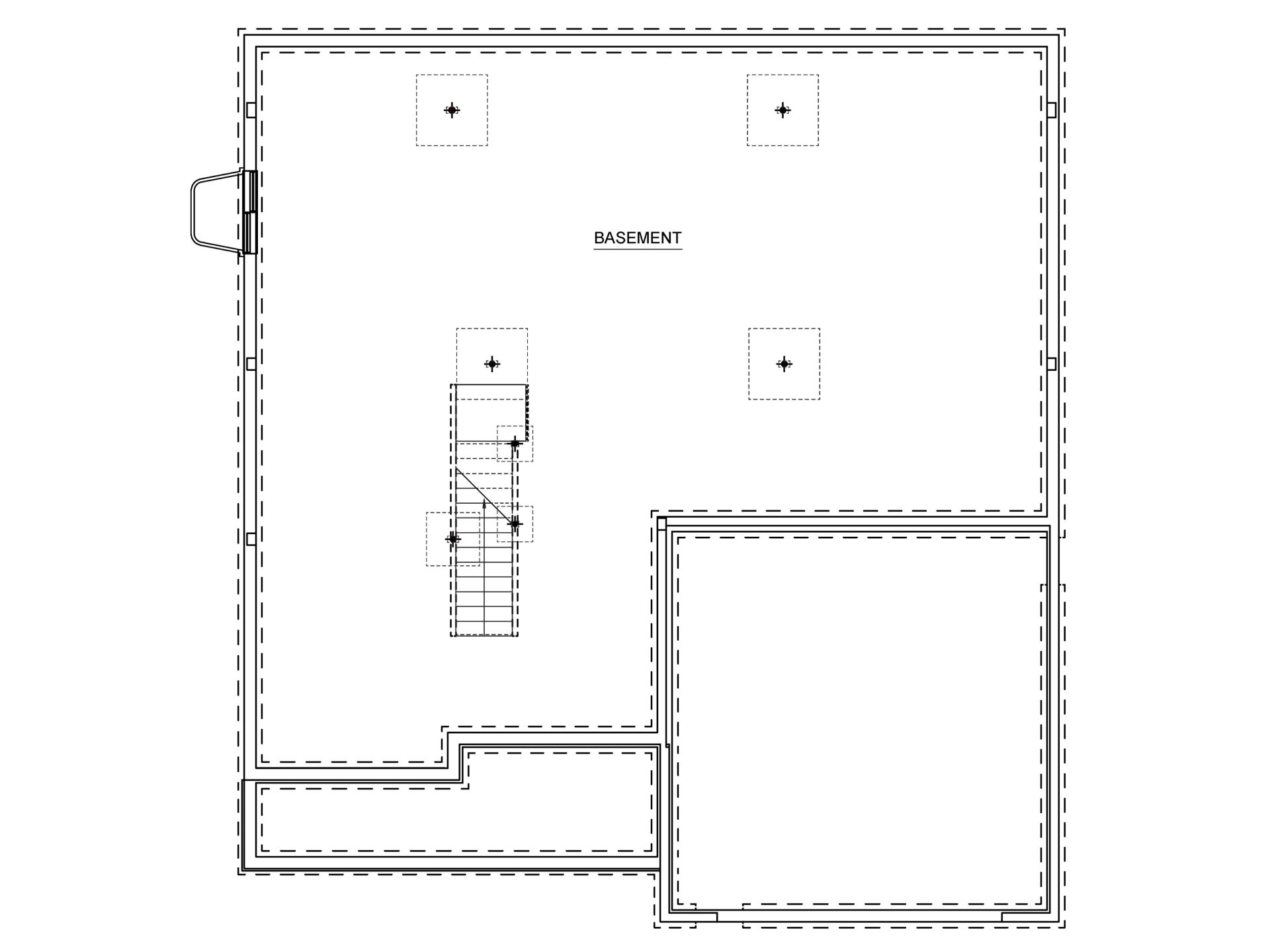 Floorplan Drawing - unfinished basement with egress window well